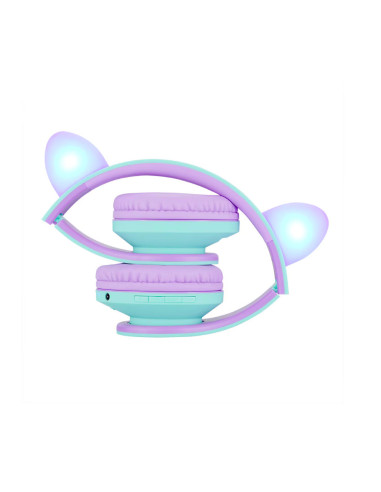 Casti audio PowerLocus Casti copii Cat Purple/Teal