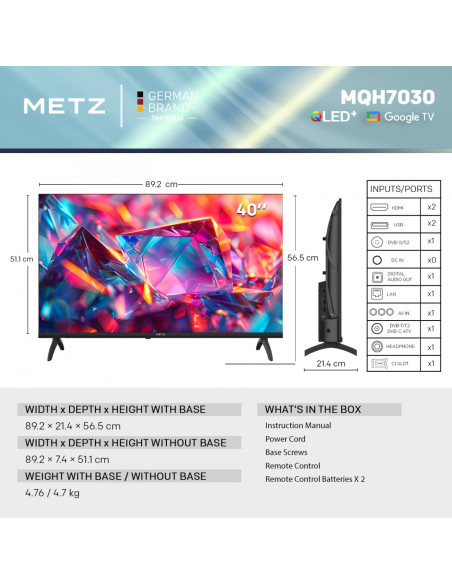 Televizoare METZ QLED TV FHD 40"(100cm) METZ 40MQH7030Z