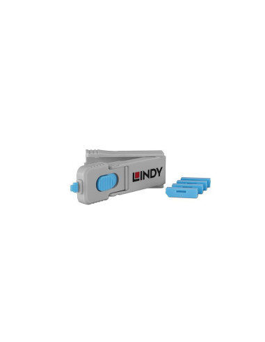 Cabluri periferice Lindy 4 x DP port Blocker blue