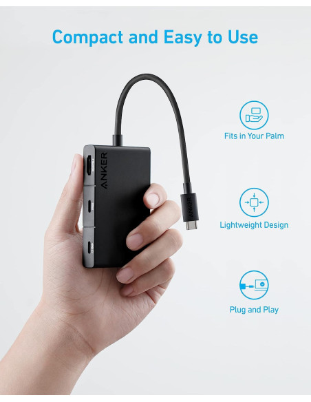 DOCKING Station Anker 5-in-1, porturi: HDMI(M) 4K 30Hz,2xUSB 3.2 gen1, USB Type-C,PD 100W,conectare prin USB Type-C(T),rata tran