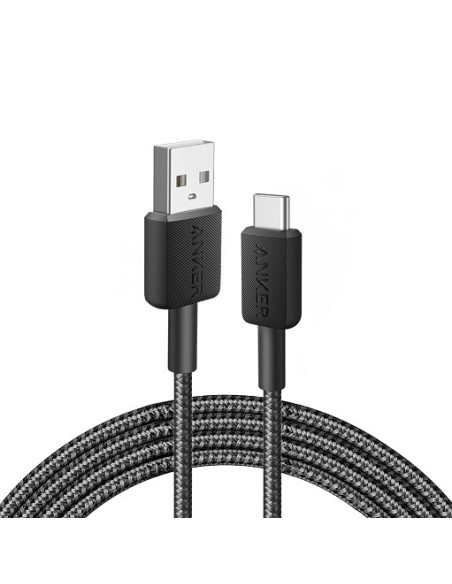 Cablu alimentare si date Anker, USB-A (T) la USB Type-C (T), 0.9m rata transfer 480 Mbps, invelis nylon, braided, negru, "A81H5G