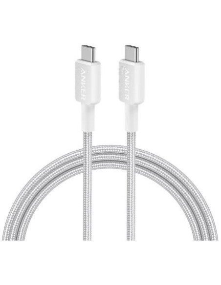 Cablu alimentare si date Anker, USB Type-C (T) la USB Type-C (T), 0.9m rata transfer 480 Mbps, 60W, invelis nylon, braided, alb,