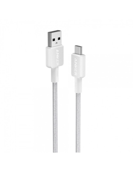 Cablu alimentare si date Anker, USB-A (T) la USB Type-C (T), 0.9m rata transfer 480 Mbps, invelis nylon, braided, alb, "A81H5G21