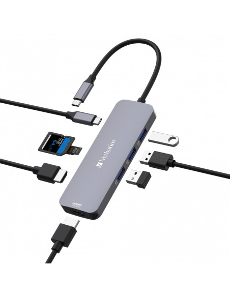 DOCKING Station Verbatim USB C PRO MULTIPORT 8 PORT CMH 2 x HDMI, 3 x USB-A 3.2 Gen1, 1 x SD card slot, 1 x microSD card slot, 1