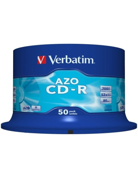 CD-R VERBATIM 700MB, 80min, viteza 52x, 50 buc, spindle, "AZO Crystal " "43343"