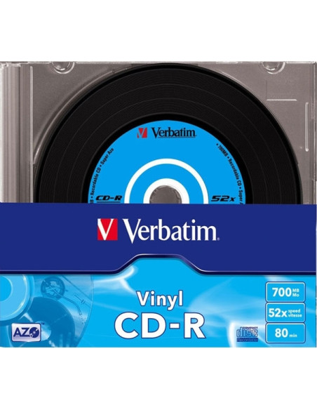 CD-R VERBATIM 700MB, 80min, viteza 52x, PACK Slim case 10 buc, "AZO Data Vinyl" "43426"