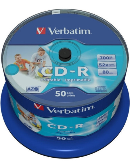 CD-R VERBATIM 700MB, 80min, viteza 52x, 50 buc, spindle, printabil, "AZO Wide Inkjet Printable" "43438"