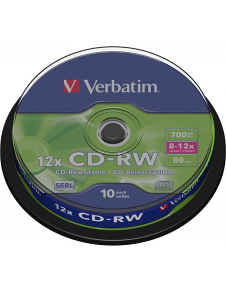 CD-RW VERBATIM 700MB, 80min, viteza 8-12x, 10 buc, spindle, "43480"