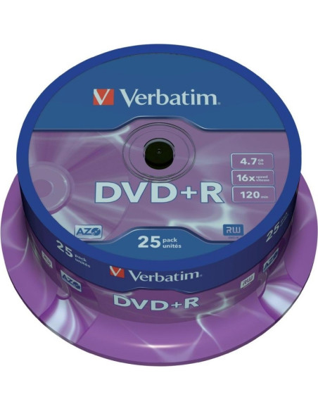 DVD+R VERBATIM 4.7GB, 120min, viteza 16x, 25 buc, Single Layer, spindle, "Matt Silver" "43500"