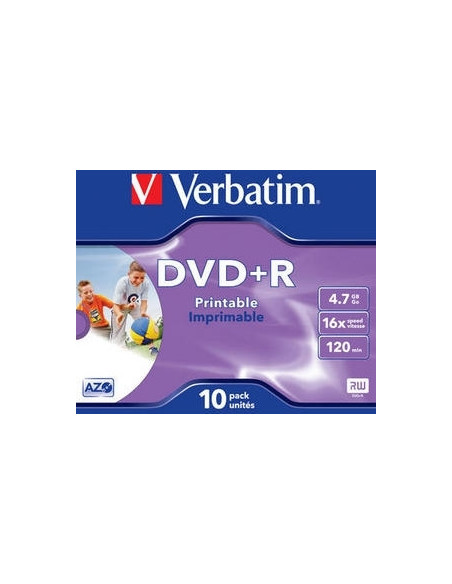 DVD+R VERBATIM 4.7GB, 120min, viteza 16x, 1 buc, Jewel case,Single Layer, printabil, "Wide Inkjet Printable" "43508"