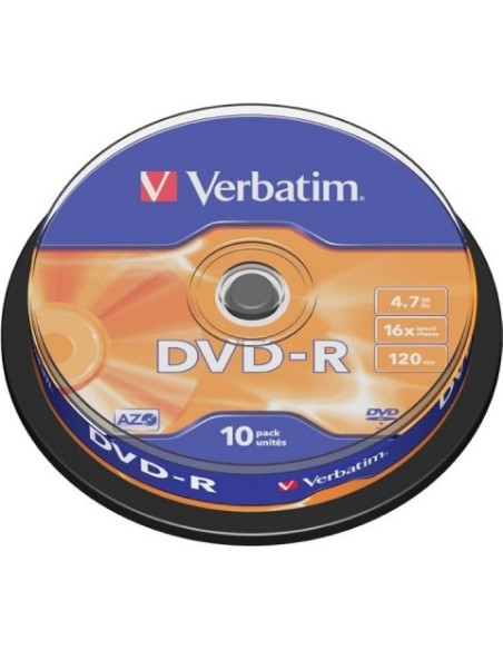 DVD-R VERBATIM 4.7GB, 120min, viteza 16x, 10 buc, Single Layer, spindle, "Matt Silver" "43523" 951762
