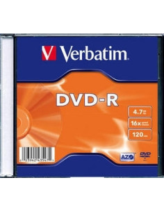 DVD-R VERBATIM 4.7GB, 120min, viteza 16x, 1 buc, Slim...