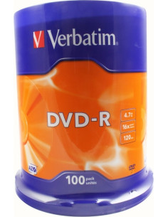 DVD-R VERBATIM 4.7GB, 120min, viteza 16x, 100 buc, Single...