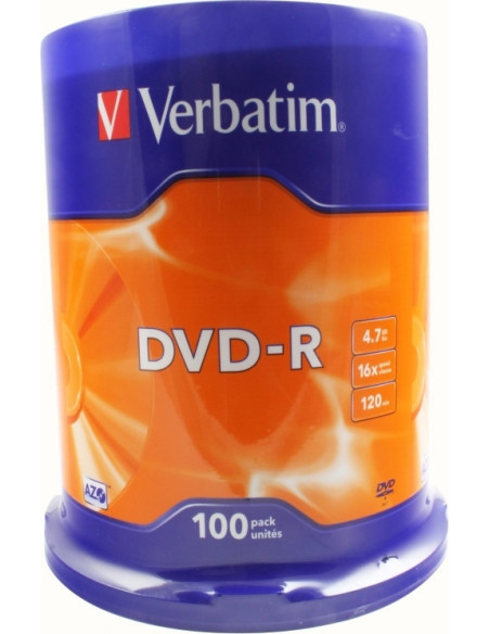 DVD-R VERBATIM 4.7GB, 120min, viteza 16x, 100 buc, Single Layer, spindle, "Matt Silver" "43549"