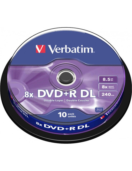 DVD+R VERBATIM 8.5GB, 240min, viteza 8x, 10 buc, Double Layer, spindle, "Matt Silver" "43666"