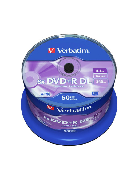 DVD+R VERBATIM 8.5GB, 240min, viteza 8x, 50 buc, Double Layer, spindle, "Matt Silver" "43758"