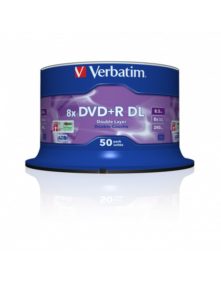 DVD+R VERBATIM 8.5GB, 240min, viteza 8x, 50 buc, Double Layer, spindle, "Matt Silver" "43758"