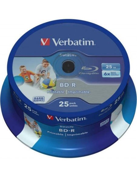 BD-R VERBATIM 25GB, viteza 6x, 25 buc, Single Layer, spindle, printabil, "Wide Inkjet Printable" "43811"