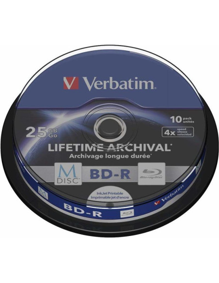 BD-R VERBATIM 25GB, viteza 4x, 10 buc, spindle, printabil, "MDISC Lifetime Archival" "43825"