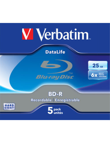 BD-R SL VERBATIM 25GB, viteza 6x, 5 buc, Jewel...