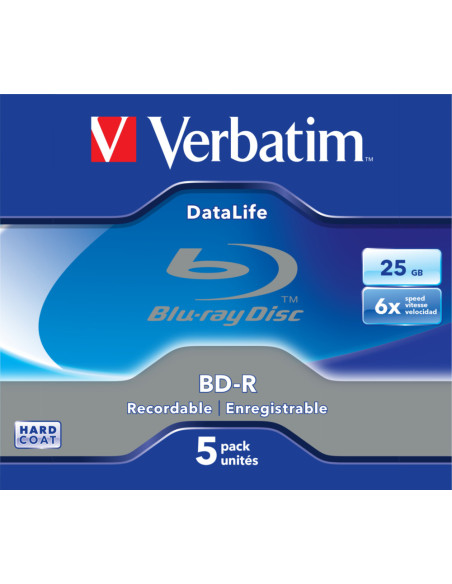 BD-R SL VERBATIM 25GB, viteza 6x, 5 buc, Jewel Case, "43836"
