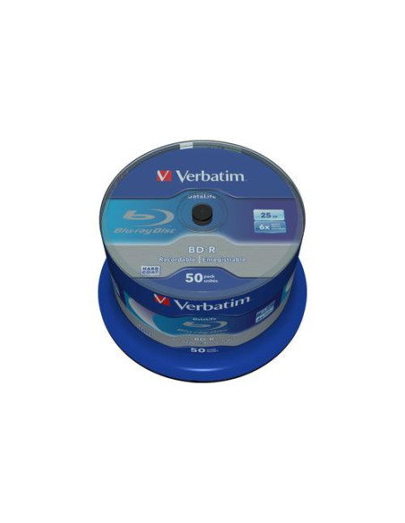 BD-R VERBATIM 25GB, VITEZA 6X, WHITE BLUE SURFACE, SPINDLE, 50 BUC, "43838"