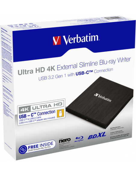 BLU-RAY WRITER VERBATIM UHD USB 3.1 + USB-C "43888"