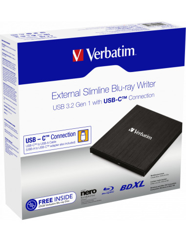 BLU-RAY WRITER VERBATIM USB 3.1 + USB-C "43889"