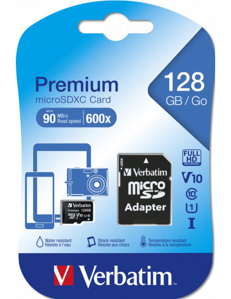 MEMORIE SD CARD VERBATIM 128GB CLASA 10 ADAPTOR INCLUS "44085"