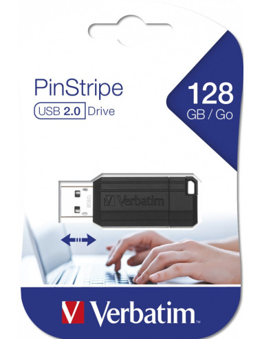 MEMORII USB Verbatim 2.0 PINSTRIPE 128GB BLACK,...