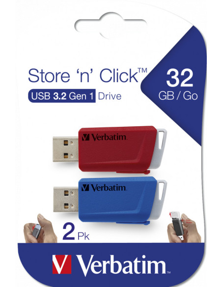 MEMORIE USB VERBATIM StoreNClick 2X32GB USB 3.0 ROSU/NEGRU "49308"