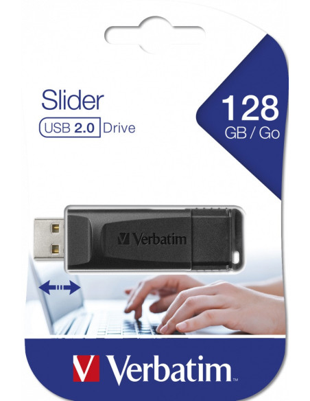 MEMORIE USB VERBATIM SLIDER, USB 2.0, 128GB BLK, "49328"
