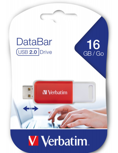 MEMORIE USB VERBATIM DATABAR 16GB USB 2.0 ROSU...