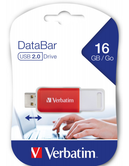 MEMORIE USB VERBATIM DATABAR 16GB USB 2.0 ROSU "49453"