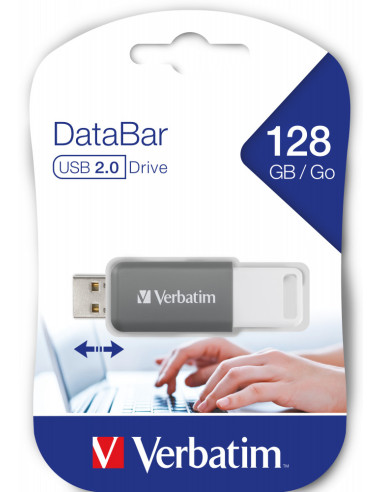 MEMORIE USB VERBATIM DATABAR 128GB USB 2.0, GRI...
