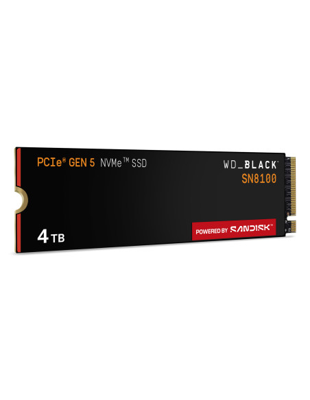 SSD WD Black SN8100 4TB M.2 2280 PCIe Gen5 x4 NVMe, Read/Write: 14900/14000 MBps, IOPS 2300K/2400K, TBW: 2400 "WDS400T1X0M-00CMT