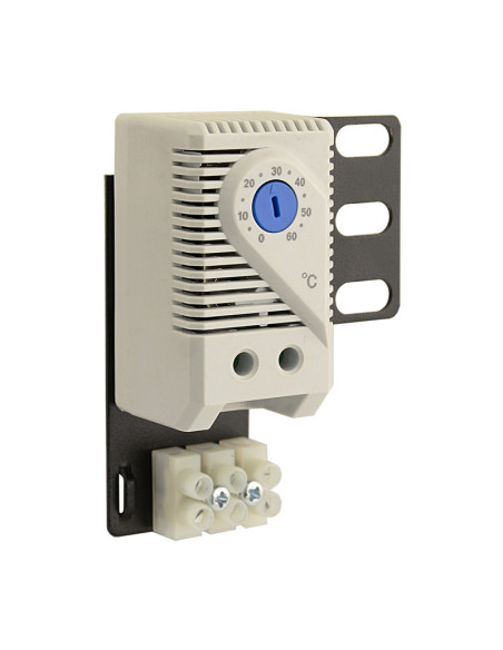 UNITATE RACIRE cabinet - Dateup Termostat analogic pentru ventilatoare rack, 0 - 60 grade, 10A, alb, cu sistemde prindere inclus