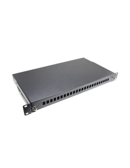 PATCH PANEL Emtexl FO cu sina glisanta 24 porturi LC duplex / SC simplex, 1U, caseta sudura 24, tub termo, accesorii prindere, n