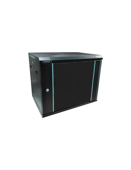 Rack DATEUP 19'' 9U 600x600, de perete, usa din sticla, panouri detasabile si securizate, dezasamblat capacitate 70kg, negru RAL