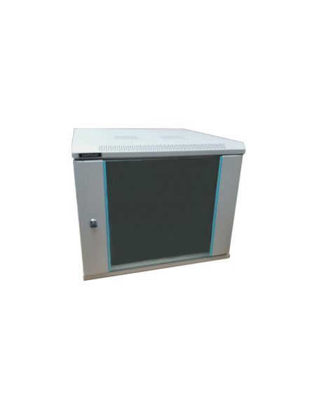 Rack 6U 600x450, dezasamblat, montare pe perete, usa din sticla, panouri laterale detasabile si securizate, culoare gri RAL7035,