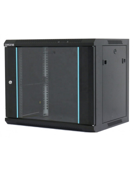 Rack 19 15U 600x450, de perete, usa din sticla, panouri detasabile si securizate, dezasamblat, capacitate 70kg, negru RAL9004, D