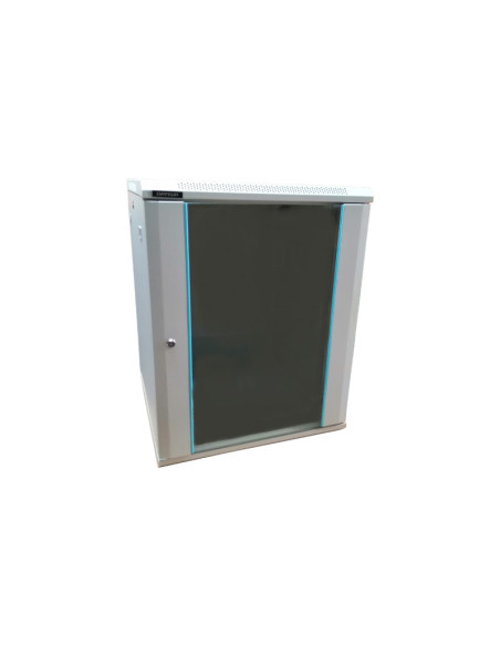 Rack 15U 600x600, montare pe perete, usa din sticla, panouri laterale detasabile si securizate, dezasamblat, culoare gri RAL 703