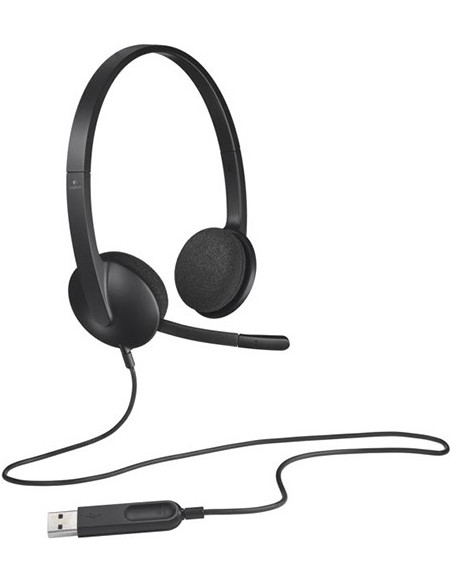 CASTI Logitech, "H340", cu fir, standard, utilizare multimedia, call center, microfon pe brat, conectare prin USB 2.0, negru, "9