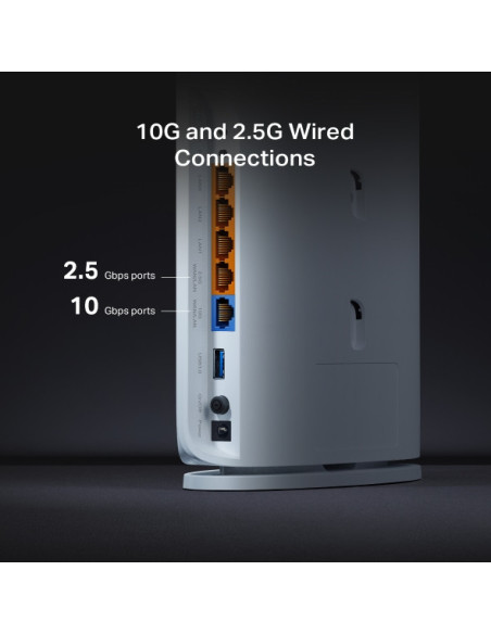 ROUTER TP-LINK wireless BE7200 viteze Wi-Fi 7 Dual-Band de pana la 7200 Mbps 1× 10 Gbps WAN/LAN port, 1× 2.5 Gbps WAN/LAN port a