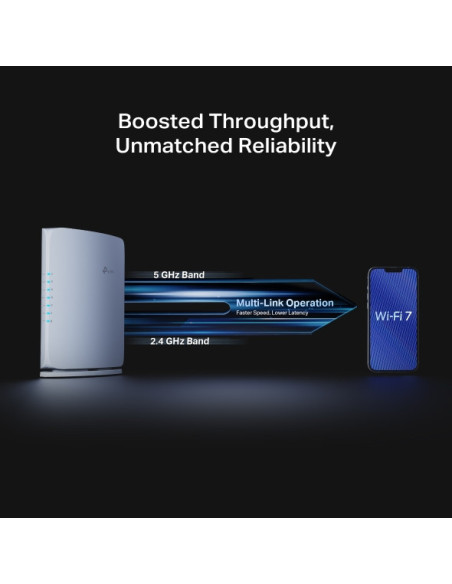 ROUTER TP-LINK wireless BE7200 viteze Wi-Fi 7 Dual-Band de pana la 7200 Mbps 1× 10 Gbps WAN/LAN port, 1× 2.5 Gbps WAN/LAN port a