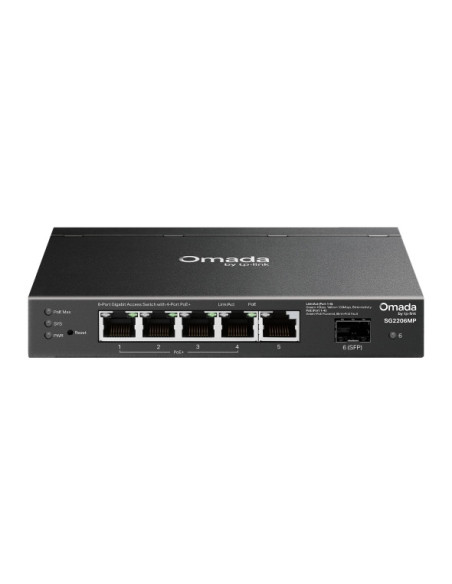 Switch POE TP-Link, 6-Port Gigabit Smart Switch cu 4-Port Gigabit PoE+, 63 W PoE Budget, "SG2206MP"
