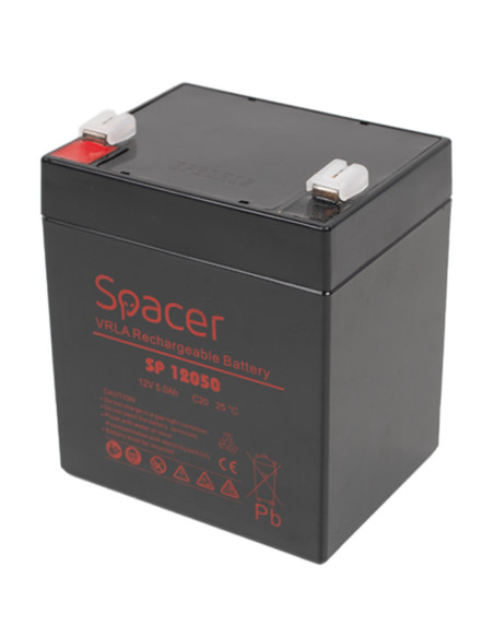 ACUMULATOR UPS SPACER 12V / 5Ah, dimensiuni: 90x70x101mm, inaltime+terminal: 107mm, terminal F2(T2), "SP-BAT-12V5AH"