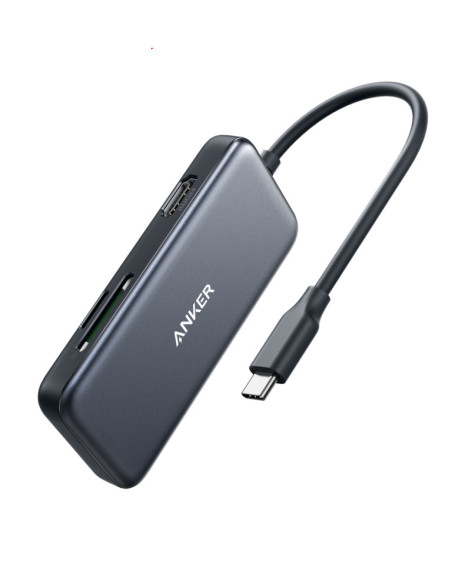 DOCKING Station Anker 5-in-1, porturi: 2 x USB-A 3.0, HDMI 4K @30Hz, microSD, SD, fara functie de incarcare, conectare prin USB-