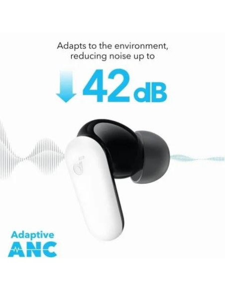Casti TWS Anker "Soundcore P30i", tip butoni, utilizare multimedia, Bluetooth 5.4, ANC, durata baterie pana la 45 ore, IP54, alb