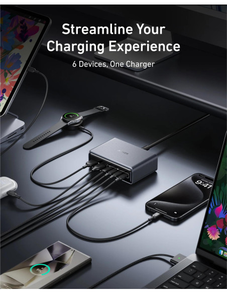 Alimentator retea Anker, 200W, GaN, 4 x USB-C, 2 x USB-A, QC, PD, argintiu, "A2683341" - 0194644041007